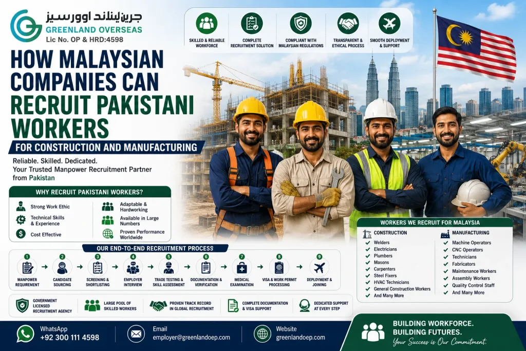 Malaysian companies recruiting Pakistani workers for construction and manufacturing