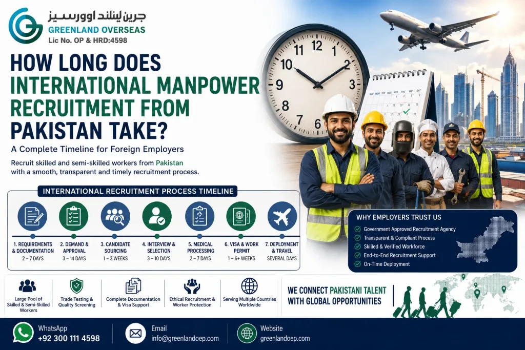 International manpower recruitment from Pakistan timeline for foreign employers
